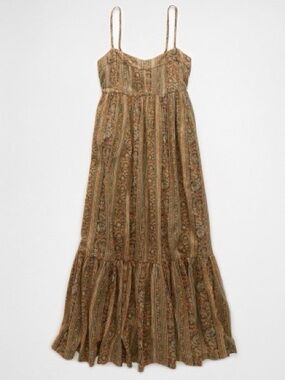 Boho Striped Paisley Babydoll Midi dress